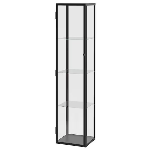 BLÅLIDEN Glass-door cabinet, black,